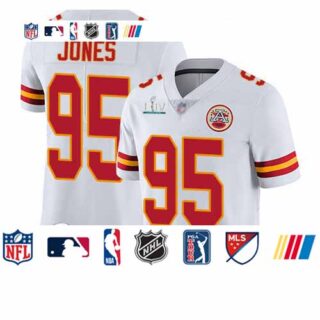Chiefs #95 Chris Jones White Super Bowl LIV Bound Youth Stitched Football Vapor Untouchable Limited Jersey