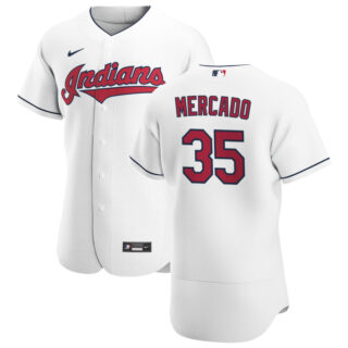 Cleveland Indians #35 Oscar Mercado Men's Nike White Home 2020 Authentic Team MLB Jersey