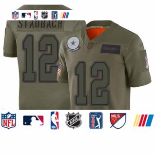 Cowboys #12 Roger Staubach Camo Youth Stitched Football Limited 2019 Salute to Service Jersey