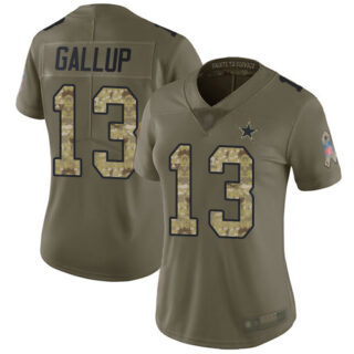 Cowboys #13 Michael Gallup Olive Camo Women's Stitched Football Limited 2017 Salute to Service Jersey