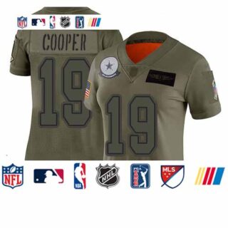 Cowboys #19 Amari Cooper Camo Women's Stitched Football Limited 2019 Salute to Service Jersey