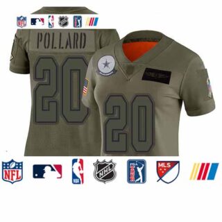 Cowboys #20 Tony Pollard Camo Women's Stitched Football Limited 2019 Salute to Service Jersey