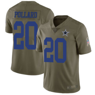 Cowboys #20 Tony Pollard Olive Men's Stitched Football Limited 2017 Salute To Service Jersey