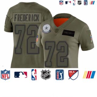 Cowboys #72 Travis Frederick Camo Women's Stitched Football Limited 2019 Salute to Service Jersey