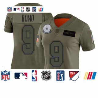Cowboys #9 Tony Romo Camo Women's Stitched Football Limited 2019 Salute to Service Jersey