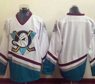 Custom Anaheim Ducks Blank White CCM Throwback NHL Jersey