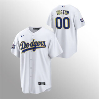 Custom Men's Dodgers White 2021 Gold Program Jersey