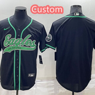 Custom Men's Philadelphia Eagles Navy Stitched Jersey