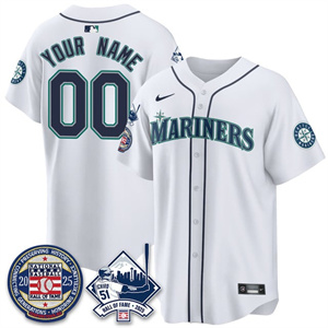 Custom Seattle Mariners Ichiro Number Retirement Jersey V2 - All Stitched White