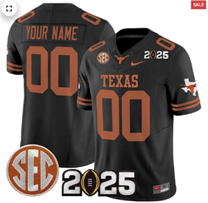Custom Texas Longhorns 2025 CFP Final Patch Vapor Limited Custom Jersey Black