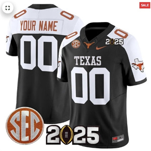 Custom Texas Longhorns 2025 CFP Final Patch Vapor Limited Custom Jersey Black Alternate