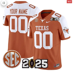Custom Texas Longhorns 2025 CFP Final Patch Vapor Limited Custom Jersey Orange Alternate