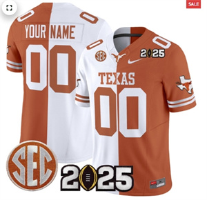 Custom Texas Longhorns 2025 CFP Final Patch Vapor Limited Custom Jersey Split