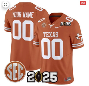 Custom Texas Longhorns 2025 CFP Final Patch Vapor Limited Custom Jersey Texas Orange