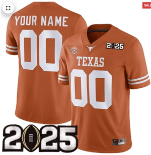 Custom Texas Longhorns Football 2025 Jersey CFP Final Patch Orange