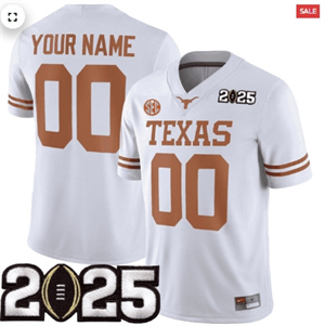 Custom Texas Longhorns Football 2025 Jersey CFP Final Patch White