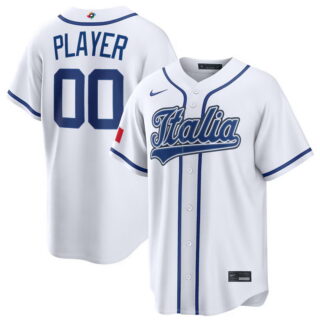 Custom Men's Italy Baseball White 2026 World Baseball Classic Home Jersey