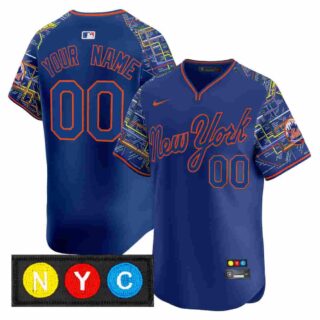 CustomMen's New York Mets 2025 Jackie Robinson Patch Road Alternate Jersey All Stitched Royal