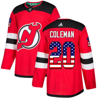 Devils #20 Blake Coleman Red Home Authentic USA Flag Stitched Hockey Jersey