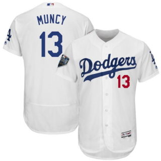 Dodgers 13 Max Muncy White 2018 World Series Flexbase Player Jersey