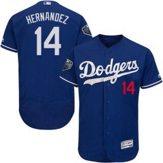 Dodgers #14 Enrique Hernandez Blue Flexbase Authentic Collection 2018 World Series Stitched MLB Jersey