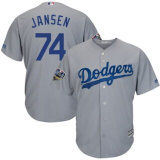 Dodgers 74 Kenley Jansen Gray 2018 World Series Cool Base Player Jersey