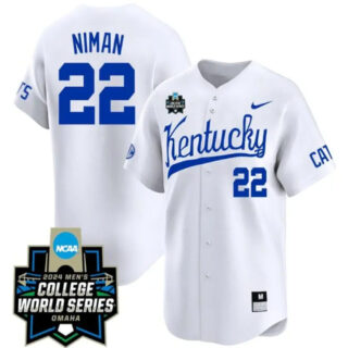 Dom Niman Jersey #22 Kentucky Wildcats 2024 College World Series Vapor Premier Limited NCAA Baseball Stitched White