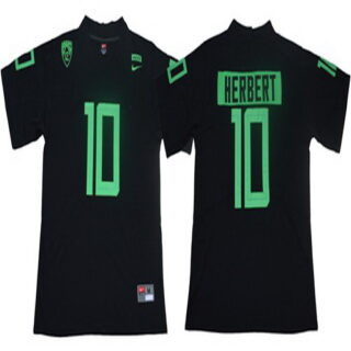 Ducks #10 Justin Herbert Blackout Limited Stitched NCAA Jersey