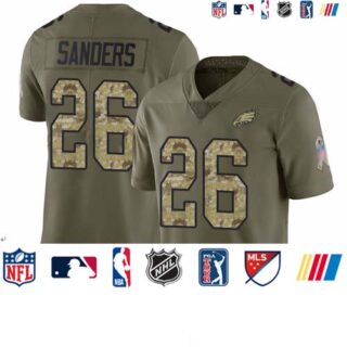 Eagles #26 Miles Sanders Olive Camo Youth Stitched Football Limited 2017 Salute to Service Jersey
