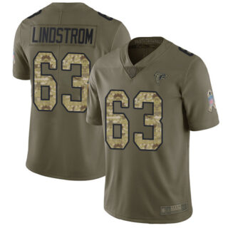 Falcons #63 Chris Lindstrom Olive Camo Men's Stitched Football Limited 2017 Salute To Service Jersey