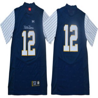 Fighting Irish #12 Ian Book Navy Strip Limited Shamrock Series Stitched NCAA Jersey