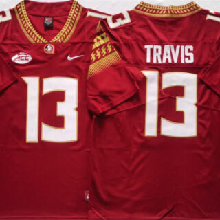 Florida State Seminoles Black #13 Travis Red Stitched Jersey