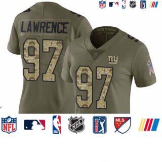 Giants #97 Dexter Lawrence Olive Camo Women's Stitched Football Limited 2017 Salute to Service Jersey