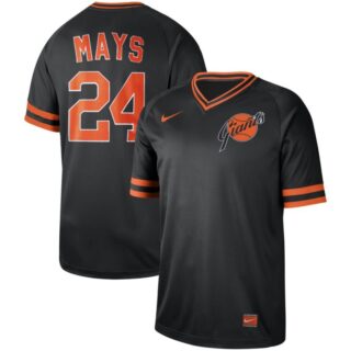Giants 24 Willie Mays Black Throwback Jersey