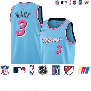 Heat #3 Dwyane Wade Blue Basketball Swingman City Edition 2019 20 Jersey