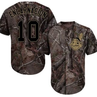 Indians #10 Edwin Encarnacion Camo Realtree Collection Cool Base Stitched Youth Baseball Jersey