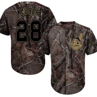Indians #28 Corey Kluber Camo Realtree Collection Cool Base Stitched Youth Baseball Jersey