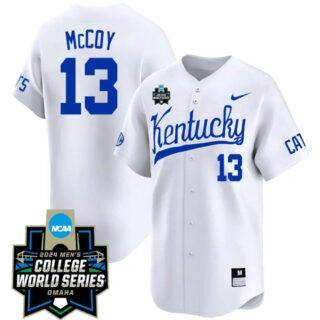 James McCOY Jersey #13 Kentucky Wildcats 2024 College World Series Vapor Premier Limited NCAA Baseball Stitched White