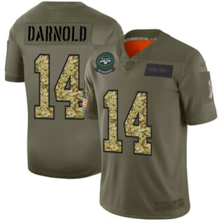 Jets #14 Sam Darnold Olive Camo Men's Stitched Football Limited 2019 Salute To Service Jersey