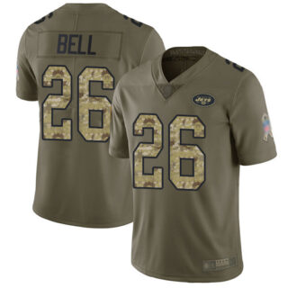 Jets #26 Le'Veon Bell Olive Camo Men's Stitched Football Limited 2017 Salute To Service Jersey