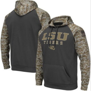 LSU Tigers Gray Camo Men's Pullover Hoodie