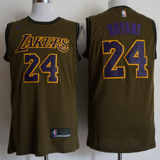 Lakers 24 Kobe Bryant Olive Nike Swingman Jersey