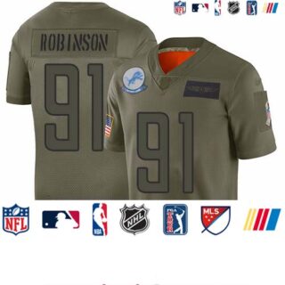 Lions #91 A'Shawn Robinson Camo Men's Stitched Football Limited 2019 Salute To Service Jersey