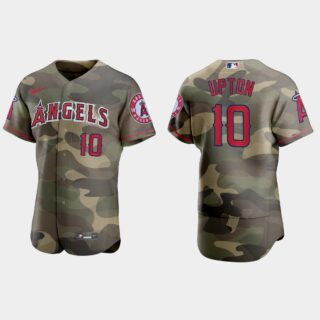Los Angeles Angels #10 Justin Upton Men's Nike 2021 Armed Forces Day Authentic MLB Jersey -Camo