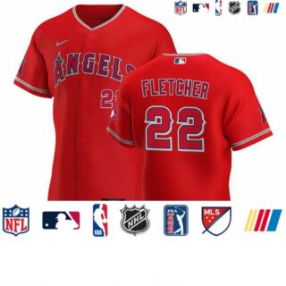 Los Angeles Angels #22 David Fletcher Men's Nike Red Alternate 2020 Authentic Player MLB Jersey