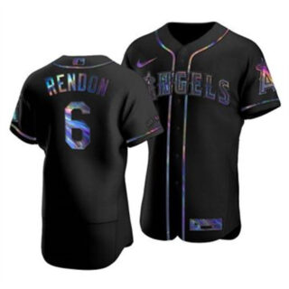 Los Angeles Angels #6 Anthony Rendon Men's Nike Iridescent Holographic Collection MLB Jersey - Black