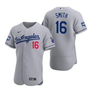 Los Angeles Dodgers 16 Will Smith Gray 2020 World Series Champions Road Authentic Jersey