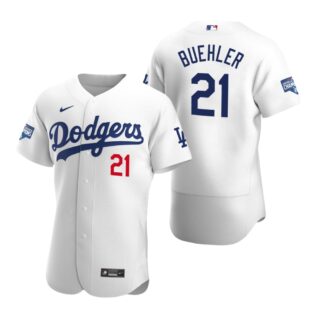 Los Angeles Dodgers 21 Walker Buehler White 2020 World Series Champions Authentic Jersey