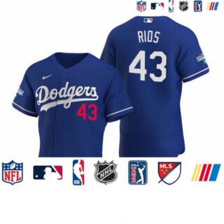 Los Angeles Dodgers #43 Edwin Rios Royal 2020 World Series Champions Authentic Jersey