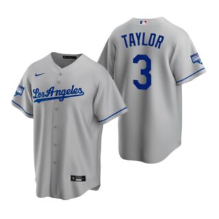Los Angeles Dodgers 3 Chris Taylor Gray 2020 World Series Champions Road Replica Jersey